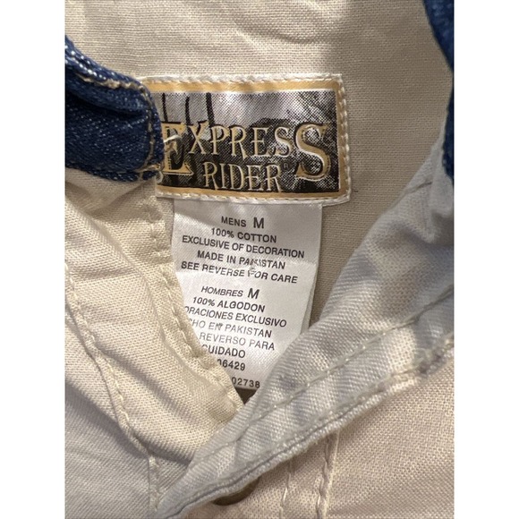 VTG Express Rider Mens Western Cowboy L/S Shirt Button Up Sz M ~ FLAME SLEEVES - Picture 3 of 7